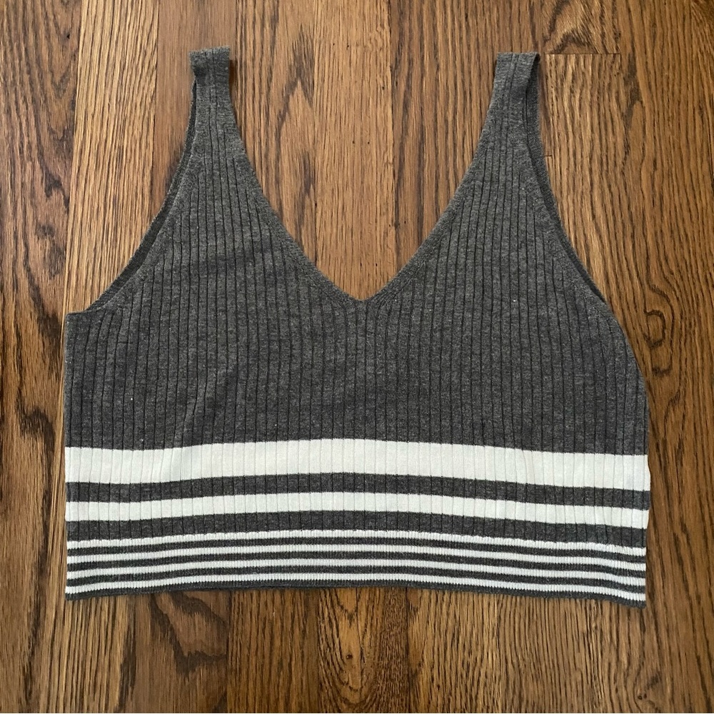 Grey and White Crop Top